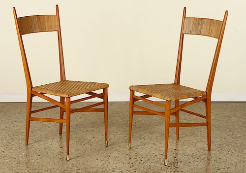 PAIR ITALIAN RATTAN SIDE CHAIRS 38bf13