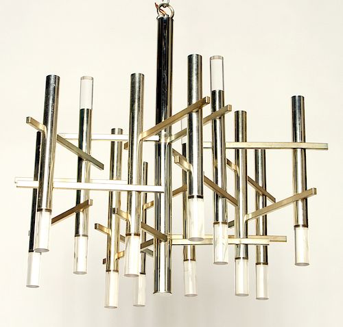 ITALIAN CHROME CHANDELIER BY GAETANO