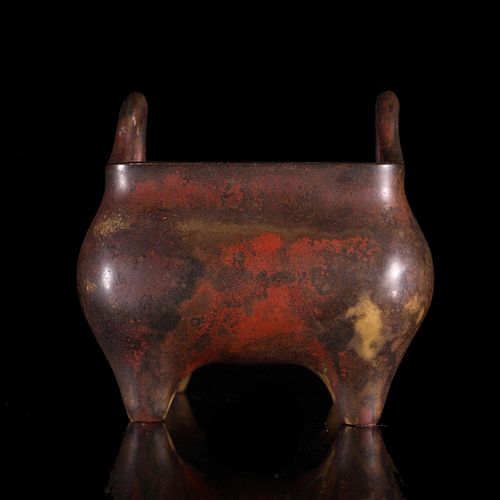 CHINESE BRONZE DING FOOTED HANDLED 38bf94