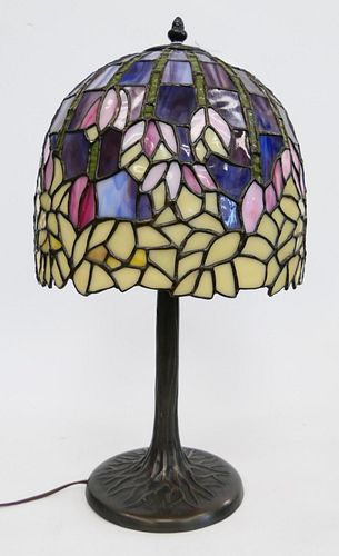 TIFFANY STYLE LEADED GLASS FLORAL