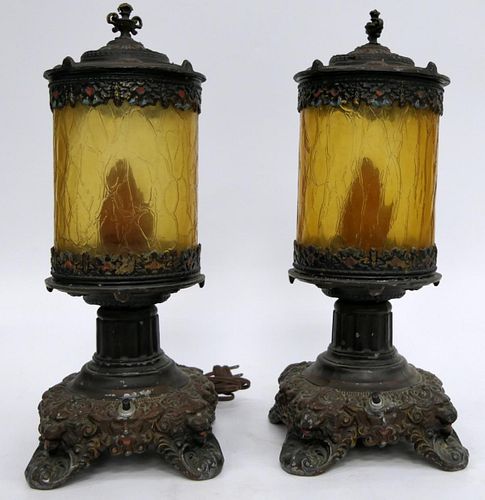 PAIR OF UNUSUAL DECO STYLE AMBER 38bfcf