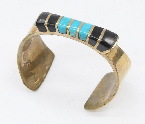 NAVAJO STERLING TURQUOISE ONYX 38bfe7