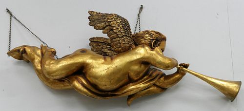 LARGE HANGING GILT RESIN CHERUBMeasures 38bfff