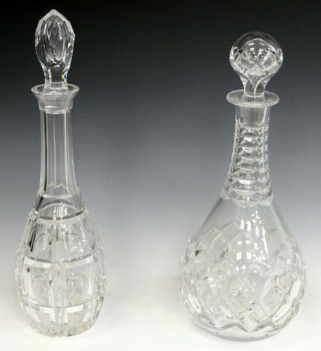2 CUT CRYSTAL DECANTERS AND STOPPERS 38c00c