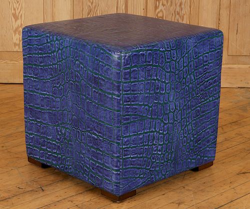 FAUX ALLIGATOR LEATHER OTTOMAN