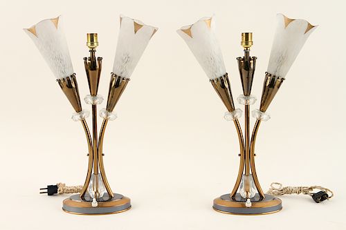PAIR FRENCH BRASS FLORAL FORM TABLE 38c056