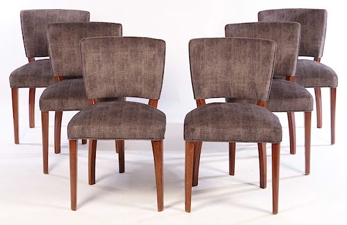 SET 6 ART DECO UPHOLSTERED DINING CHAIRS