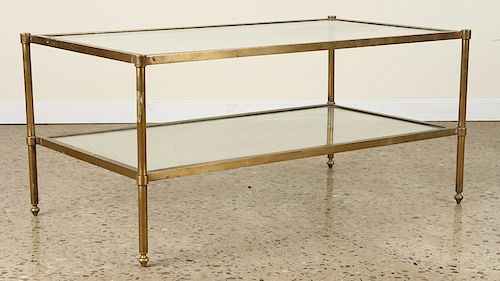 2 TIERED BRASS GLASS COFFEE TABLE 38c062
