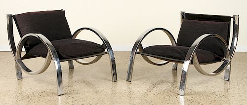 PAIR CURVED CHROME ARM CHAIRS LOOSE 38c05e