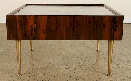 SQUARE ROSEWOOD MARBLE TOP COFFEE