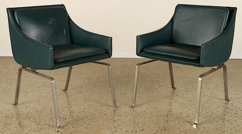 PAIR LEATHER STEEL CHAIRS POSSIBLY