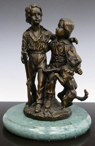 SMALL BRONZE STATUE OF 2 PALS AND 38c104