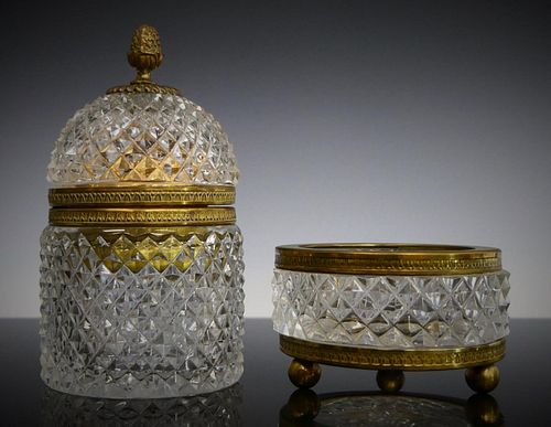 VINTAGE FRENCH CRYSTAL & BRASS