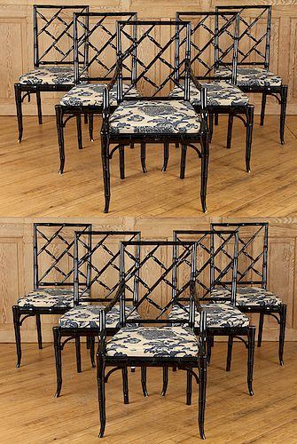 SET 10 FAUX BAMBOO DINING CHAIRS