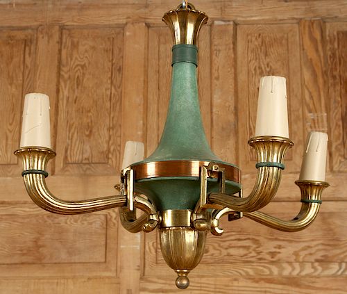 FRENCH EMPIRE 4-LIGHT BRASS CHANDELIER