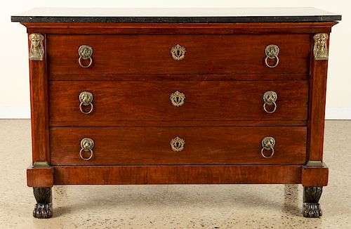 19TH C EMPIRE STYLE MAHOGANY MARBLE 38c1ca