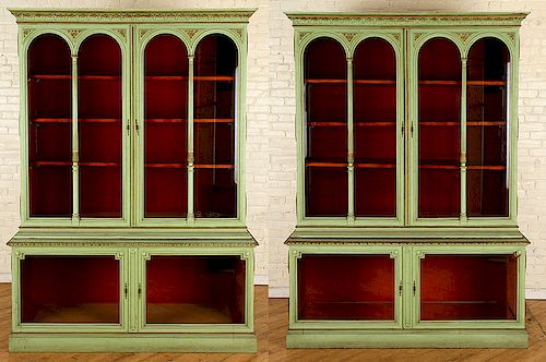 PAIR CONTINENTAL PAINTED OAK LIBRARY 38c1db