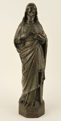 BRONZE FIGURE OF CHRIST ON OCTAGONAL 38c1f6