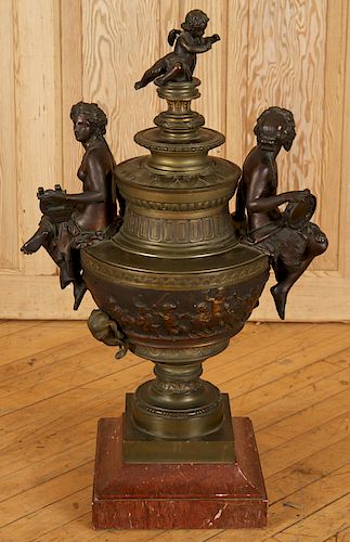 LARGE LATE 19TH C BRONZE URN ON 38c238