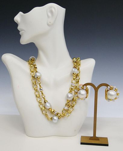 HEAVY 18KT Y GOLD SOUTH SEA PEARL 38c24d