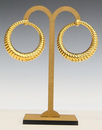 PAIR OF HEAVY 14KT Y GOLD SWIRL 38c271