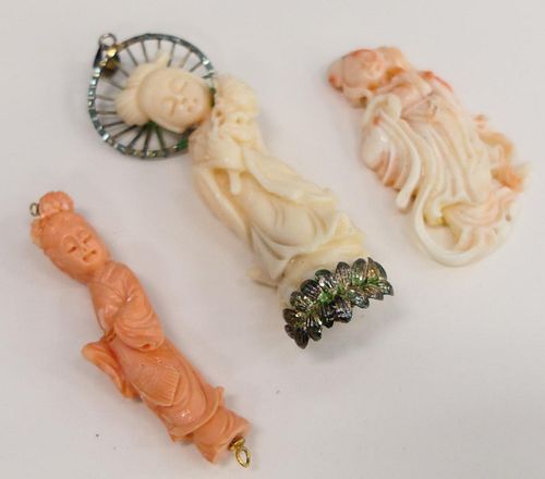 CHINESE COLLECTION OF 3 CORAL QUAN YIN