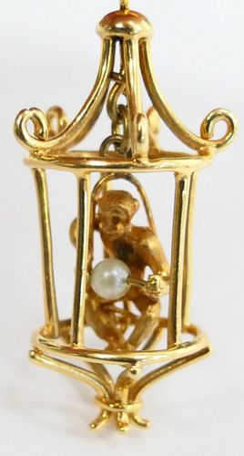 14KT Y GOLD CHARM OF MONKEY IN