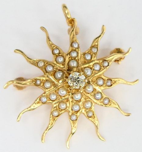 SMALL 14KT Y GOLD SUNBURST PIN 38c2a0