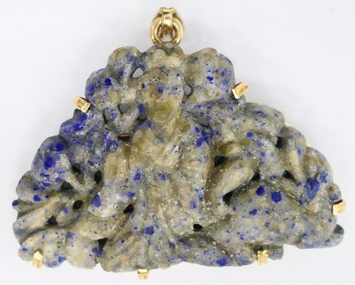 14KT YELLOW GOLD & LAPIS BROOCHMeasures