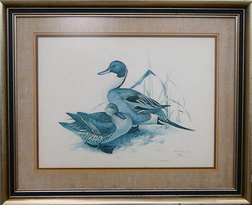 J.F. LANSDOWNE NUMBERED PRINT OF A DUCKSigned