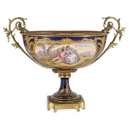 SEVRES DORE MOUNTED PORCELAIN CENTERPIECEDESCRIPTION  38c30b