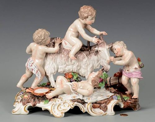 FRANKENTHAL CHERUBS WITH RAMFrankenthal