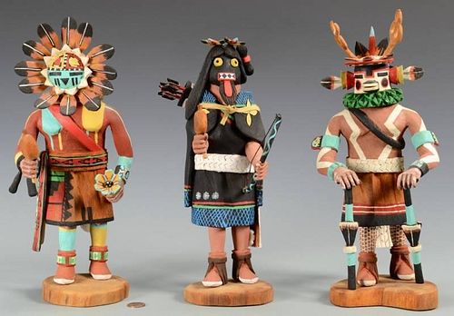 GROUP OF 3 HOPI KACHINAS SIGNED 389c66