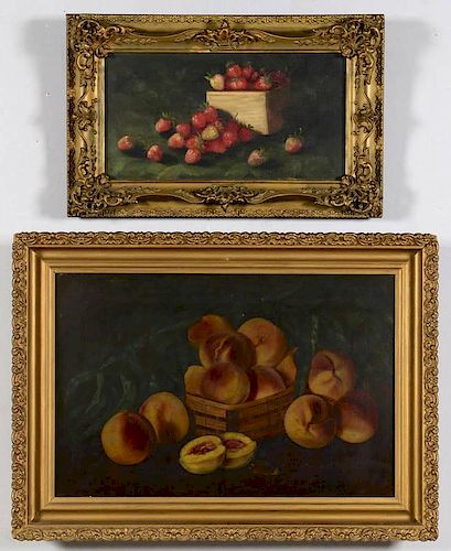 2 AMERICAN FRUIT STILL LIFE PAINTINGS1st