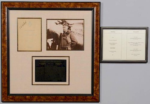 CHARLES LINDBERGH SIGNED MENUCaptain 389cac