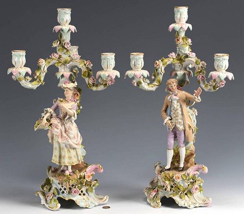 PAIR DRESDEN FIGURAL CANDELABRAPair