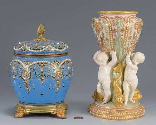 EUROPEAN JEWELED PORCELAIN AND GLASS