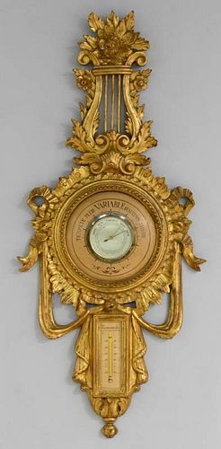 LOUIS XVI STYLE GILTWOOD BAROMETERLouis 389cdb