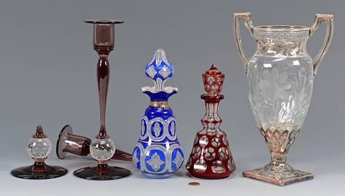 5 PCS GLASS PERFUME BOTTLES VASE  389ce4