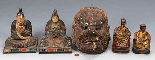 ASIAN CARVED & PAINTED ITEMS, 5