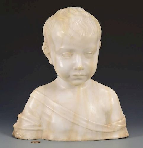 MARBLE BUST OF YOUNG BOYAlabaster 389d36