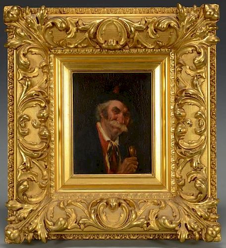 OIL ON BOARD OF GENTLEMAN W/ PIPE,