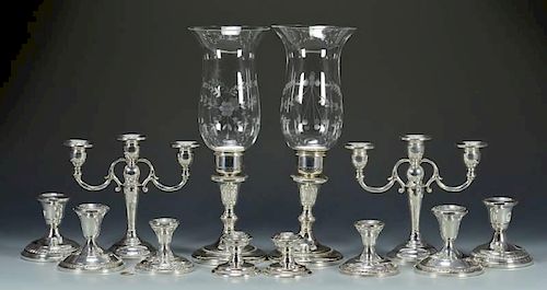 6 PAIR STERLING WTD. CANDLESTICKSGroup