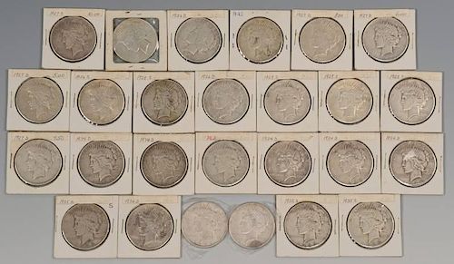 GROUP OF 26 SILVER PEACE DOLLARS  389d99
