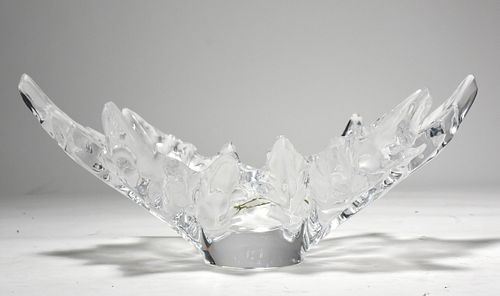 LALIQUE GLASS LEAF SHAPED BOWLElongated 389da2