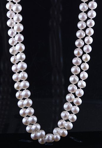 52" WHITE PEARL NECKLACE WITH 9-10