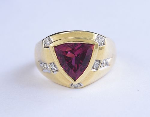 14K GOLD PINK SPINEL AND DIAMOND