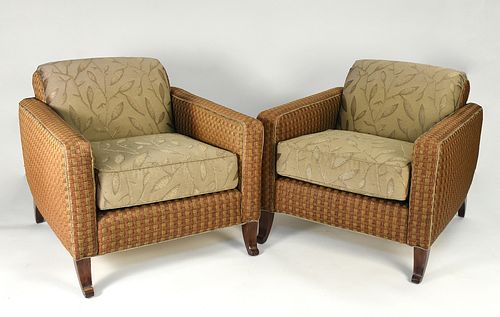 PR OF SWAIN FLORAL UPHOLSTERED