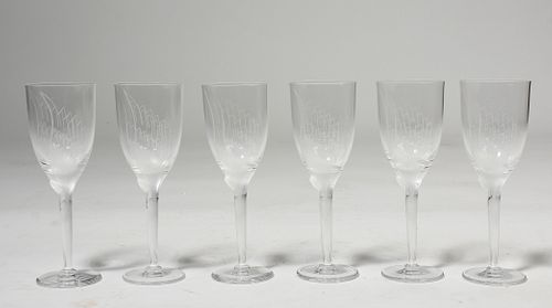 SIX LALIQUE "ANGE" ETCHED CRYSTAL