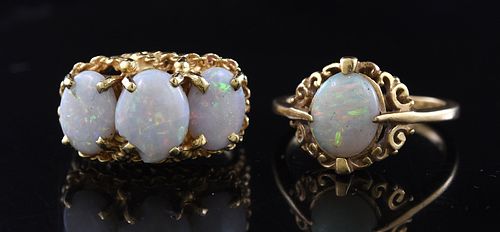 TWO GOLD AND OPAL RINGSTwo gold 389e1a